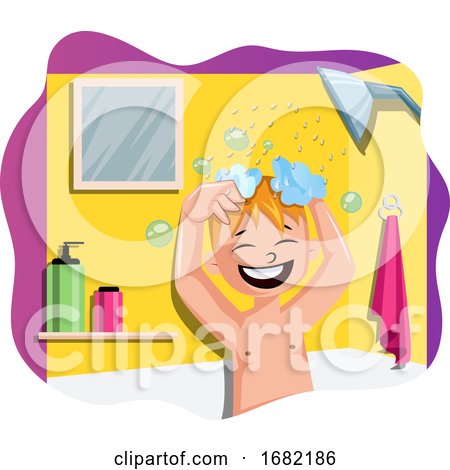 Happy Boy Taking a Bath by Morphart Creations