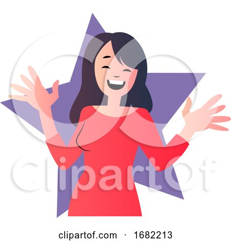 Happy Cartoon Woman in Red Shirt by Morphart Creations