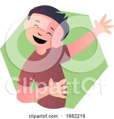 Happy Cartoon Boy in Green Shirt Dance by Morphart Creations
