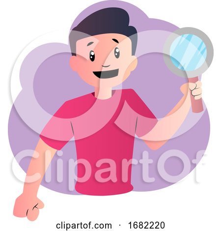 Happy Cartoon Boy with Magnifier by Morphart Creations