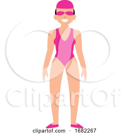 Female Swimmer in Pink Swimming Suit Character by Morphart Creations