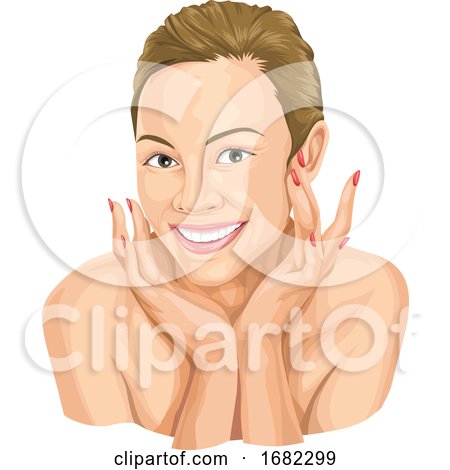 Happy Woman Touching Her Face, Beauty Concept by Morphart Creations