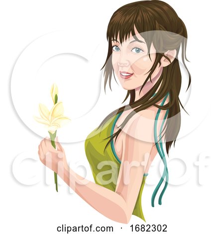 Young Woman Holding Flower by Morphart Creations