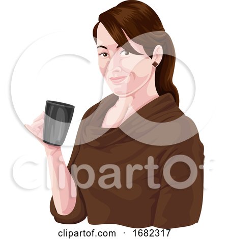Woman Holding Coffee Mug by Morphart Creations