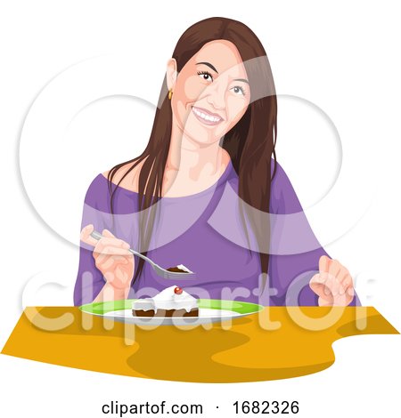 Woman Eating Using Fork by Morphart Creations