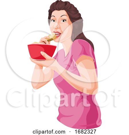 Woman Eating from Bowl by Morphart Creations