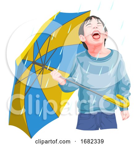 Boy Enjoying Rainfall by Morphart Creations