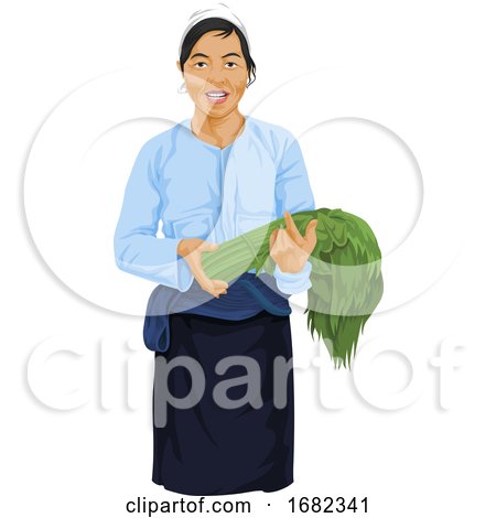 Woman Holding Fresh Vegetable by Morphart Creations