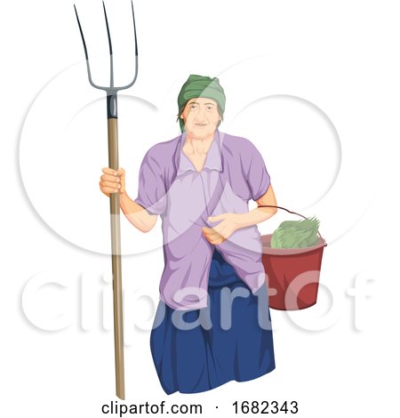 Woman with Shovel and Vegetable Bucket by Morphart Creations