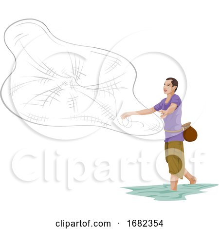 Man Throwing Fishing Net by Morphart Creations