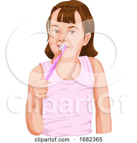 Girl Brushing Teeth by Morphart Creations
