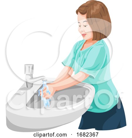 Girl Washing Hands in Wash Basin by Morphart Creations
