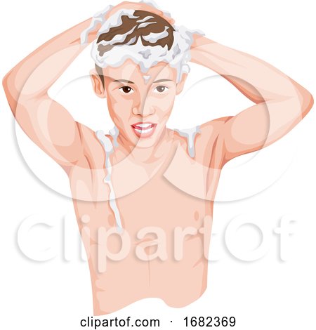 Teenage Boy Shampooing His Head by Morphart Creations