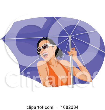 Happy Woman Holding an Umbrella by Morphart Creations