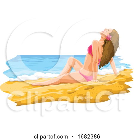 Sexy Young Woman Sunbathing in the Beach by Morphart Creations