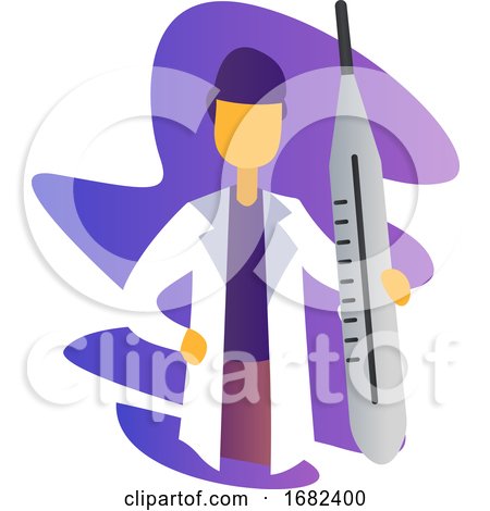 Simple  Occupation Illustration of a Doctor in Front of Purple Shape  by Morphart Creations
