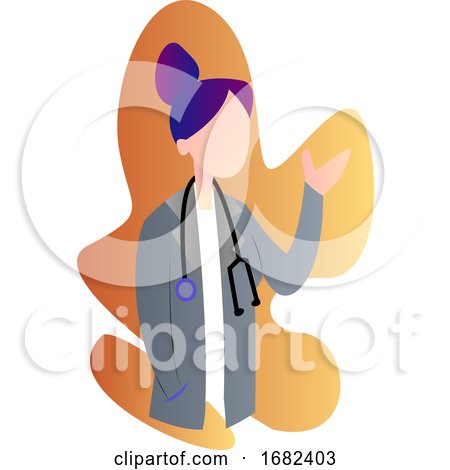 Modern Icon Illustration of a Female Doctor in Grey Coat  by Morphart Creations