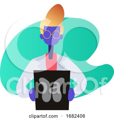 Minimalistic Modern  Illustration of a Doctor Showing a Scan by Morphart Creations