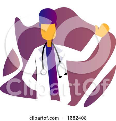 Modern Simple  Occupation Illustration of a Male Doctor with Stetoscope Inside a Purple Graphic  by Morphart Creations