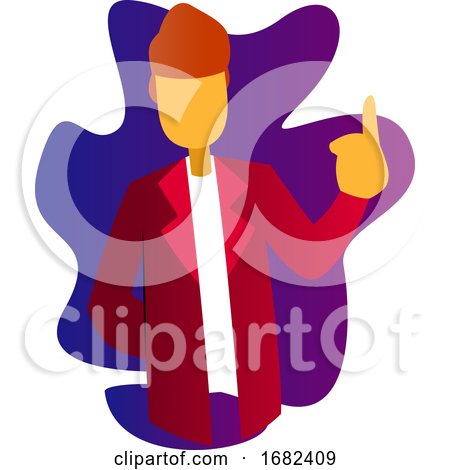  Character Illustration of a Doctor in Red Coat Pointing Finger up  by Morphart Creations