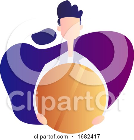Male Doctor Holding Huge Orange Pill Inside a Purple Bubble by Morphart Creations