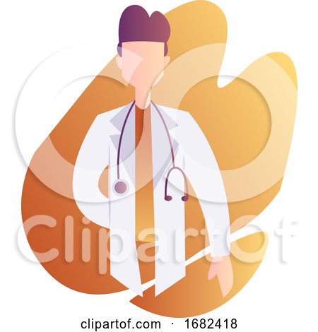  Character Illustration of a Male Doctor with Stetoscope in Orange Graphic Shape  by Morphart Creations