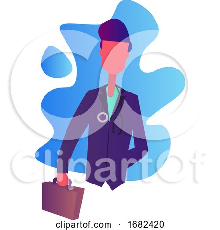 Doctor in Purple Coat Holding a Briefcase  Character Illustration by Morphart Creations