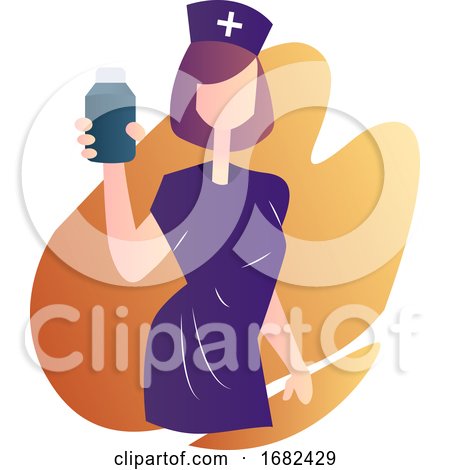 Nurse in Purple Medical Suit Holding a Medicine Bottle by Morphart Creations