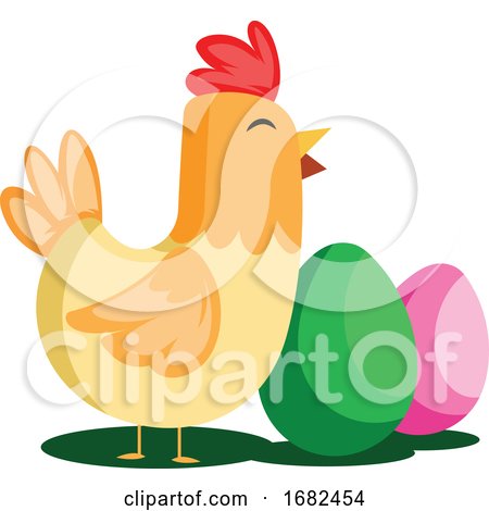 Easter Eggs and Chicken Illustration Web by Morphart Creations