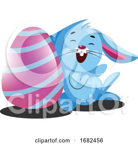 Decorated Easter Egg and Little Blue Rabbit Illustration Web by Morphart Creations
