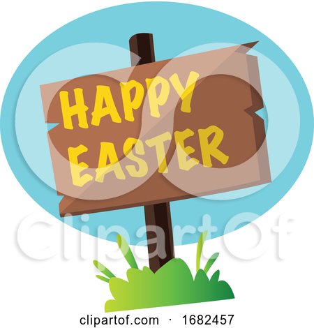 Happy Easter Sign in the Grass Illustration Web by Morphart Creations