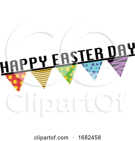 Happy Easter Day Sign with Flags Illustration Web by Morphart Creations