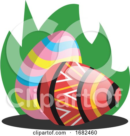 Two Easter Eggs with a Pattern in Grass Illustration Web by Morphart Creations