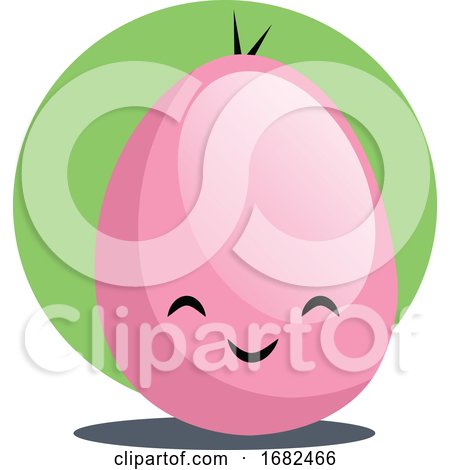 Pink Easter Egg Smiling in Front of a Green Circle Illustration Web by Morphart Creations