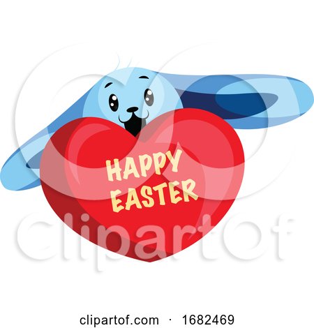 Blue Easter Bunny Wishing Happy Easter Illustration Web by Morphart Creations