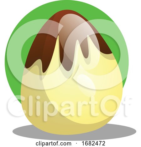 Chocolate Easter Egg in Front of Green Circle Illustration Web by Morphart Creations