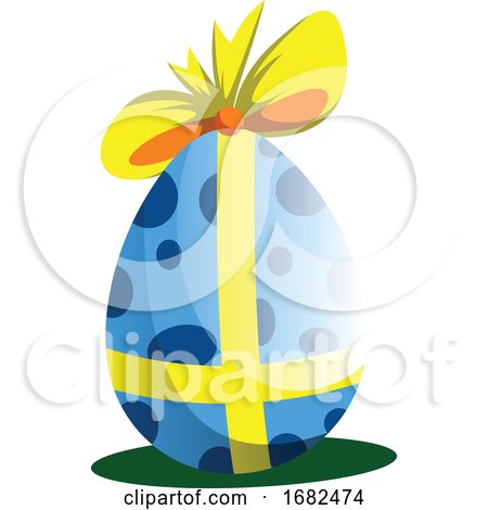 Blue Easter Egg Decorated with a Bow Illustration Web by Morphart Creations