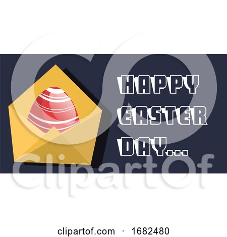 Happy Easter Day Card with Red Egg Illustration Web by Morphart Creations