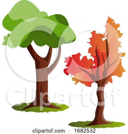 Two Autumn Tree Illustration  by Morphart Creations