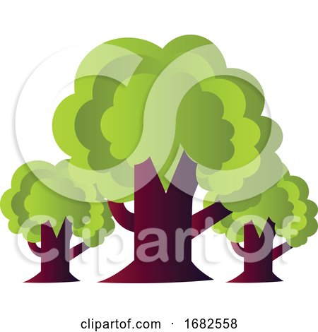 Three Trees Simple Illustration on a White Background by Morphart Creations