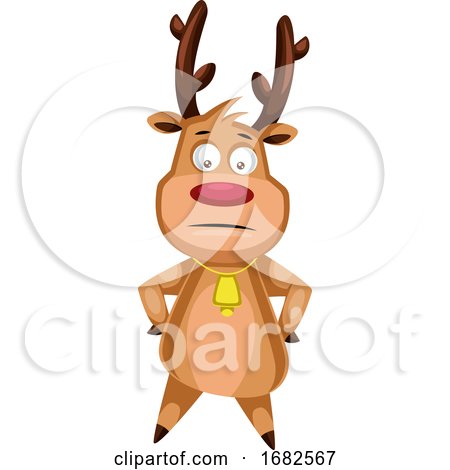 Confused Christmas Deer with Gold Bell on the Neck by Morphart Creations