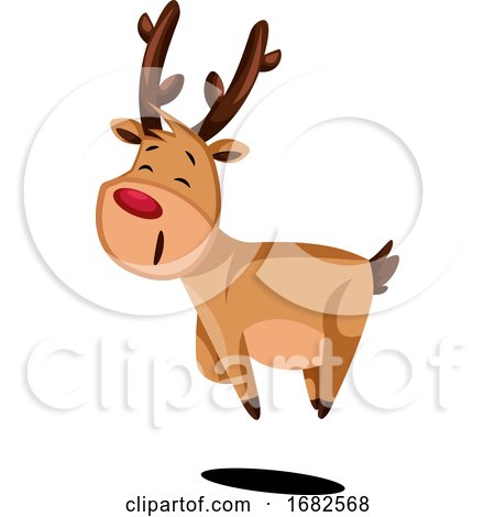 Joyful Christmas Deer Jumping Around by Morphart Creations