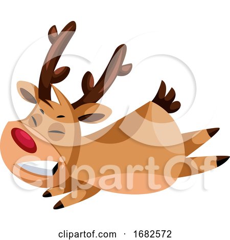 Smiling Christmas Deer Flying Around by Morphart Creations