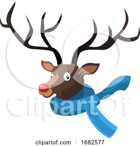 Christmas Deer with Blue Scarf by Morphart Creations