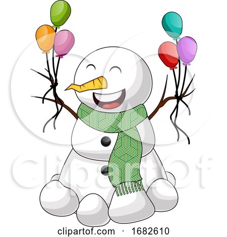Snowman with Balloon by Morphart Creations