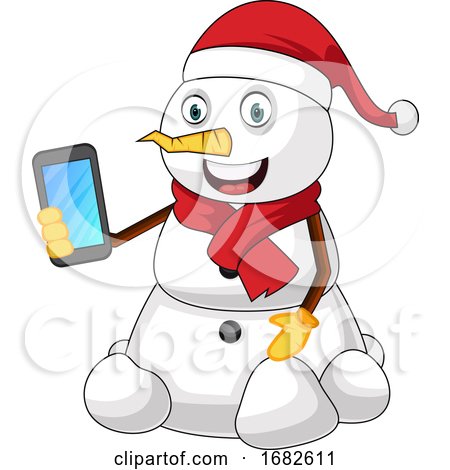 Snowman with Phone by Morphart Creations