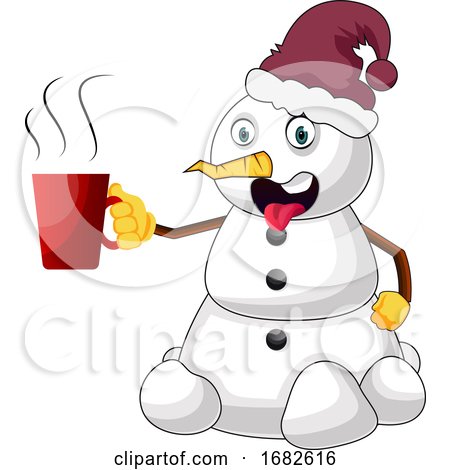 Snowman with Hot Tea by Morphart Creations