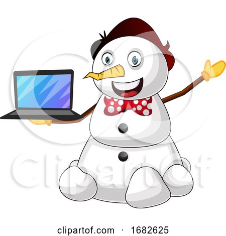 Snowman with Laptop by Morphart Creations