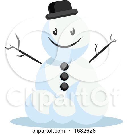 Happy Snowman with Black Hat by Morphart Creations