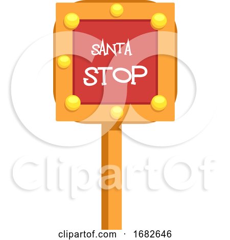 Gold and Red Sign Saying Santa Stop by Morphart Creations